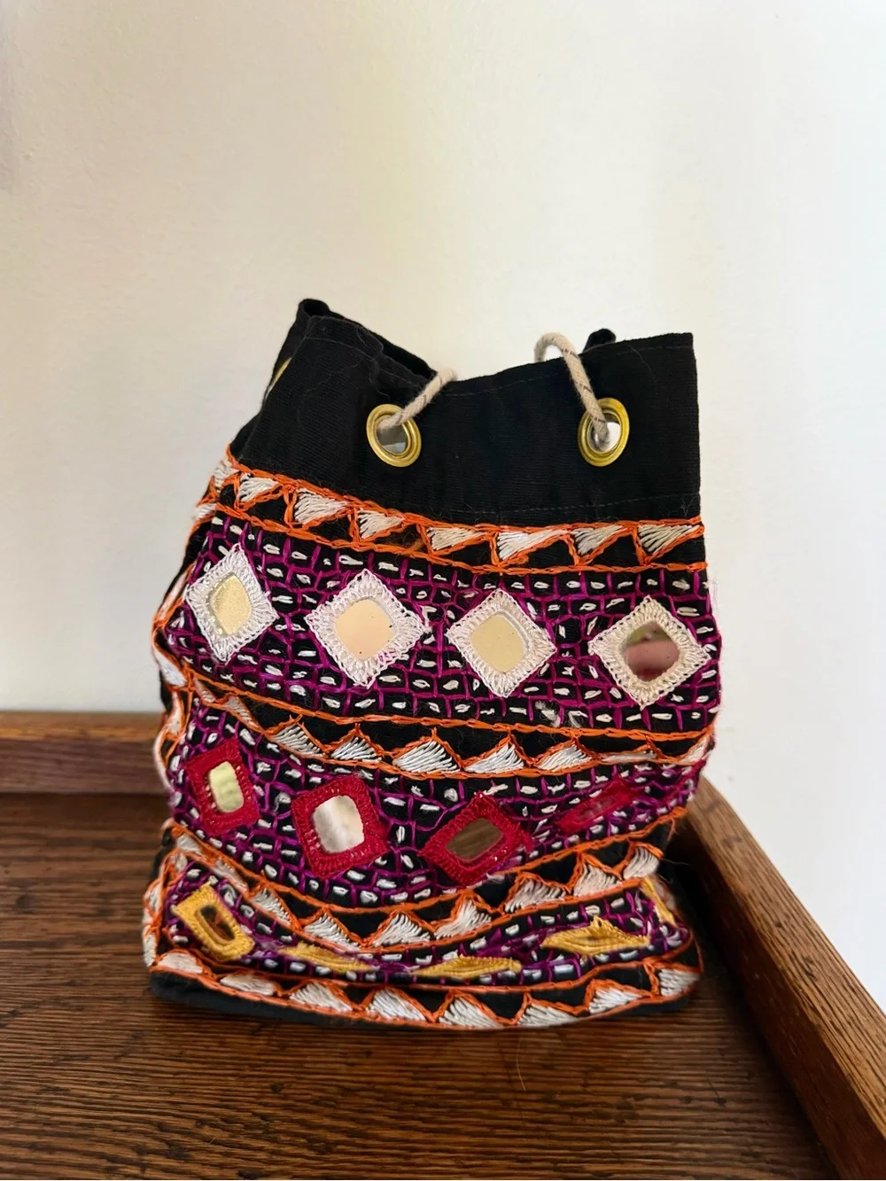 Vintage Indian Banjara Shisha Bucket Bag